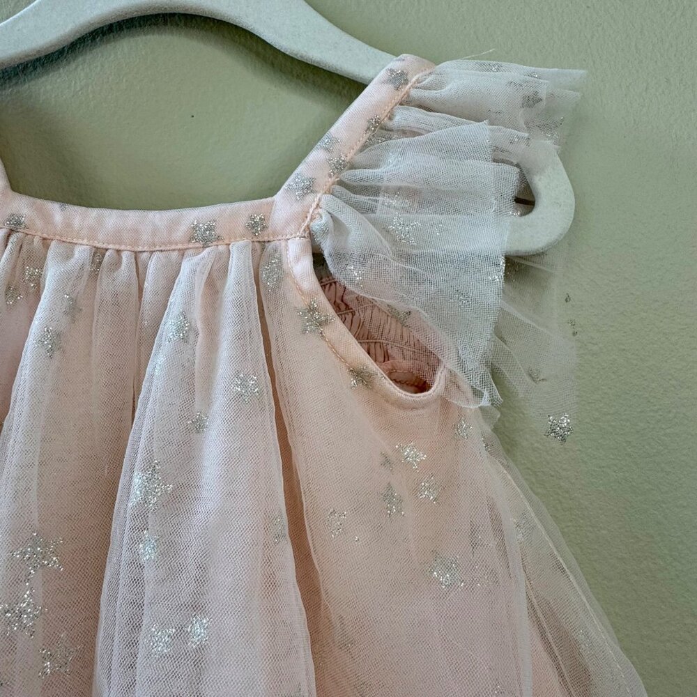 LUNA LUNA Pink Tulle Stars Dress Baby Girls 12 Months Girl Silver Star Holidays - Picture 4 of 8